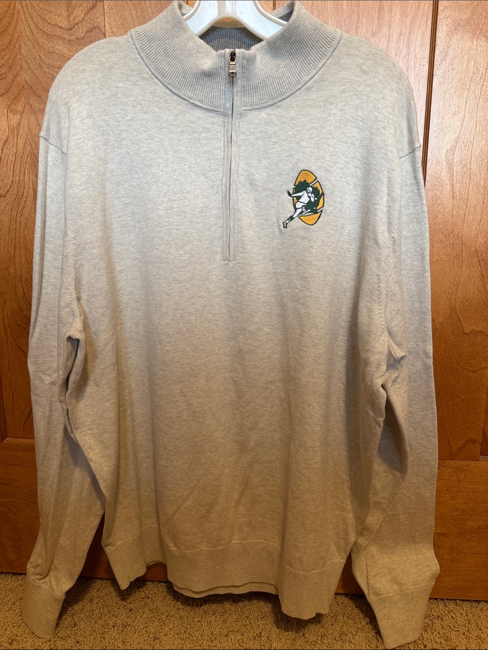 Cutter & Buck Green Bay Packers Quarter-Zip Sweater with Green & Gold Crest XL